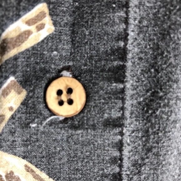 PINEAPPLE Connection Shirt Gray Leaf Print Button Up Short Sleeve Size Large - Picture 5 of 14